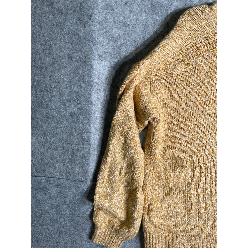 Abercrombie & Fitch Mustard Yellow Marled Knit Back Zip Sweater Womens Medium - Picture 11 of 14